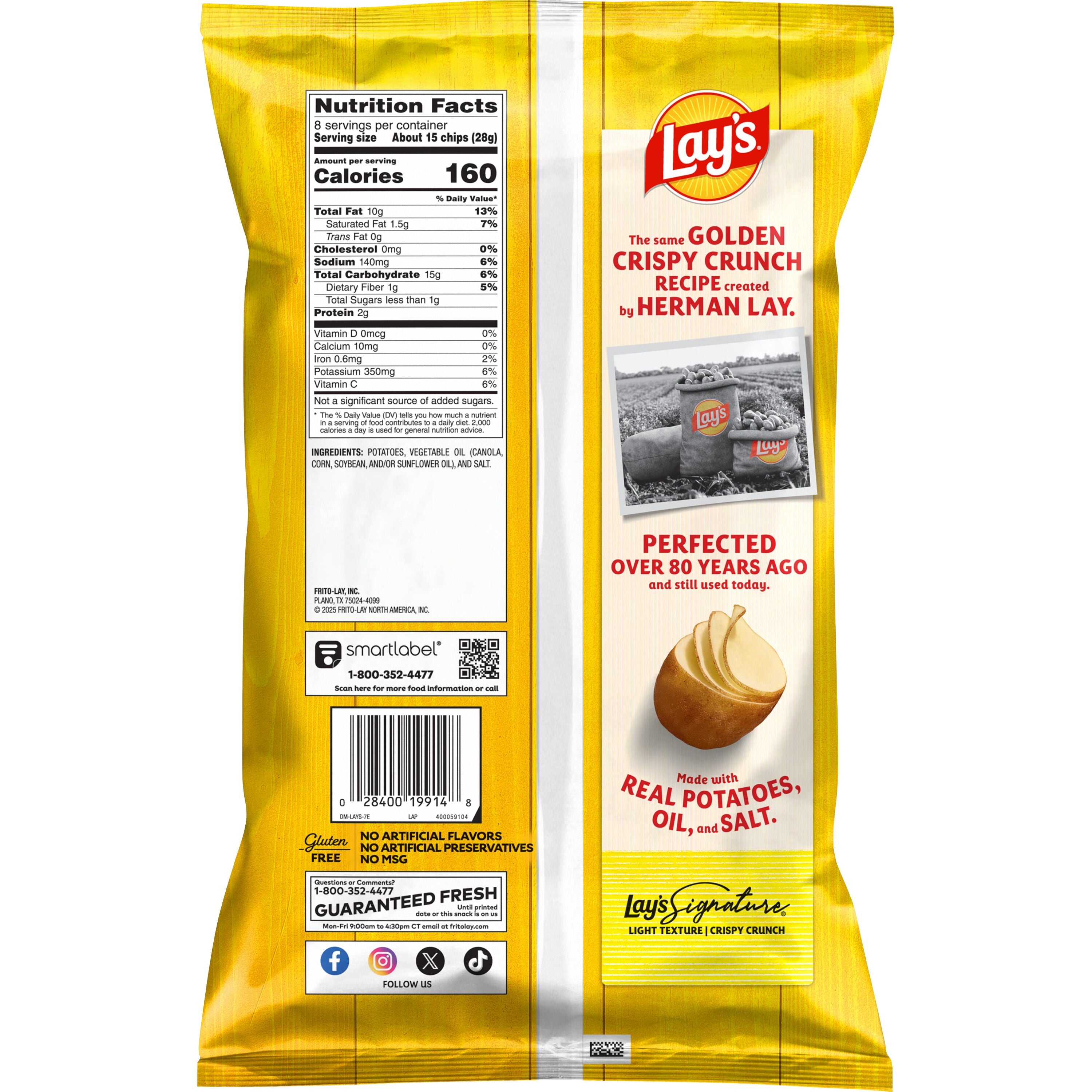 Classic Style Potato Crisps by Lay's, Lightly Salted