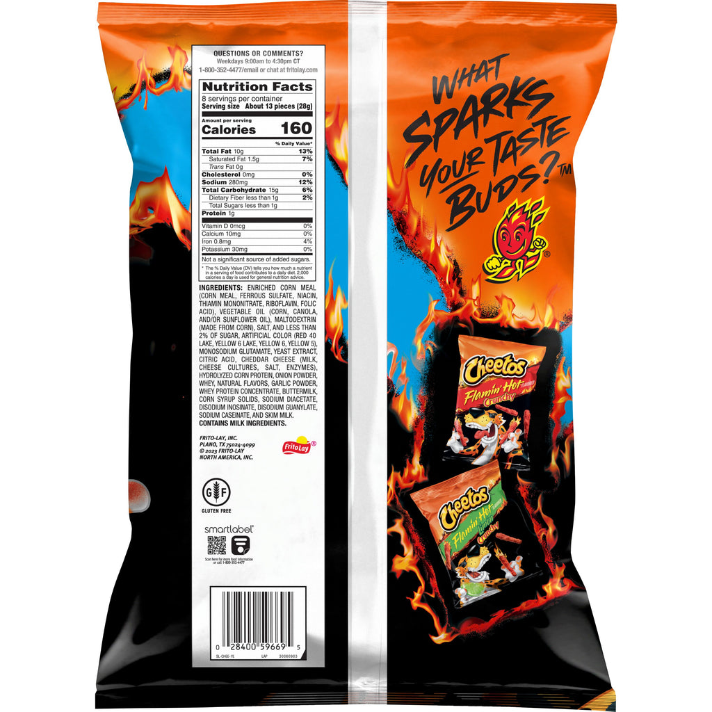 Flamin' Hot Cheetos Puffs, Light and Spicy Corn Bites
