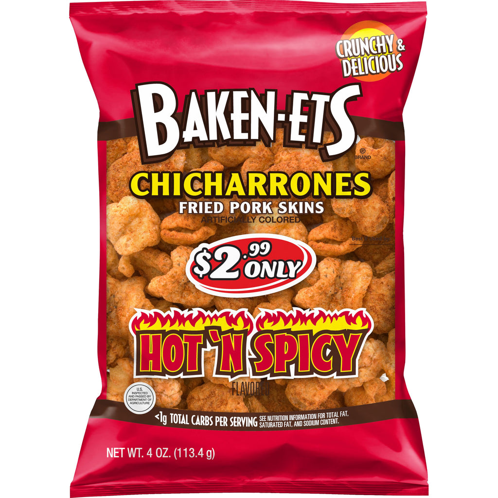Zesty Chicharrones by Baken-Ets, Fiery Seasoned Pork Rinds