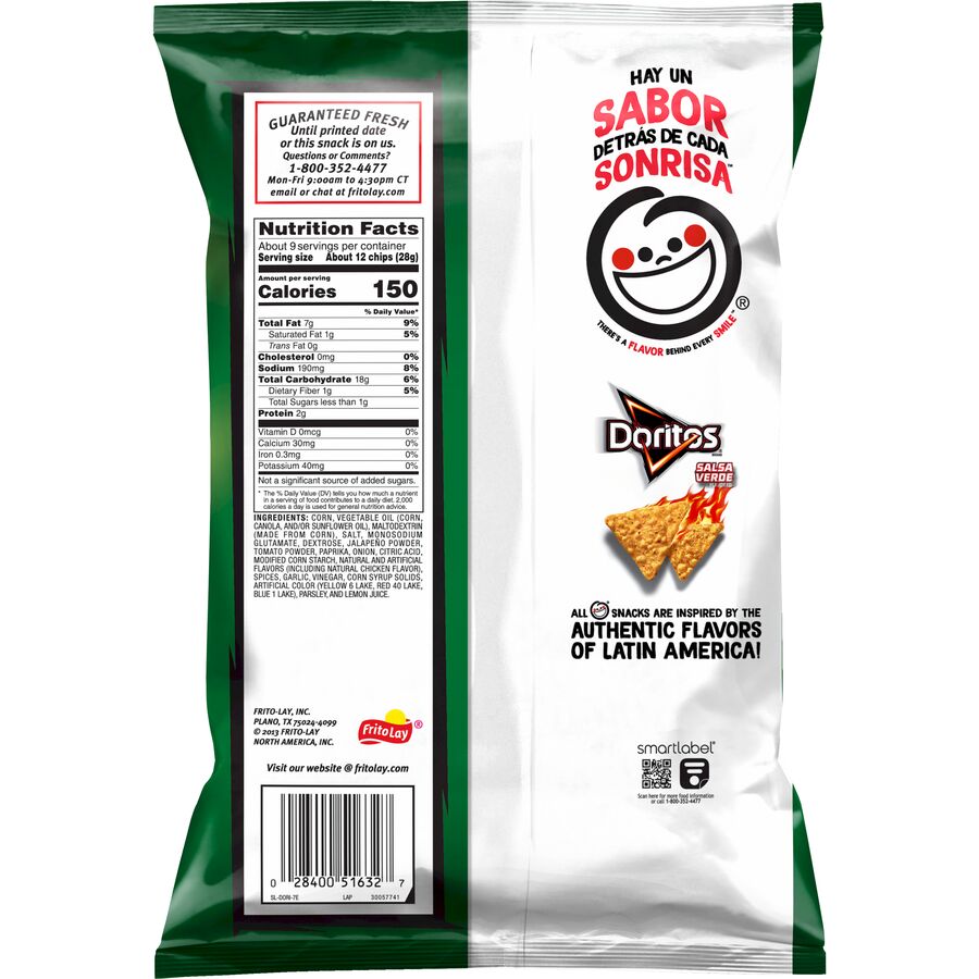 Salsa Verde Doritos Green Tortilla Corn Crisps