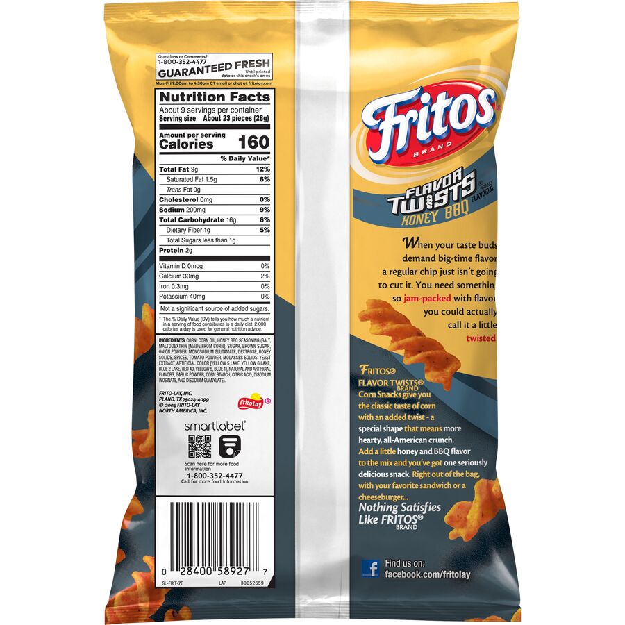 Honey BBQ Corn Twists by Fritos, Ridged Spiral Bites