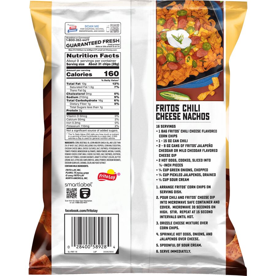 Chili Cheese Fritos Seasoned Corn Chips