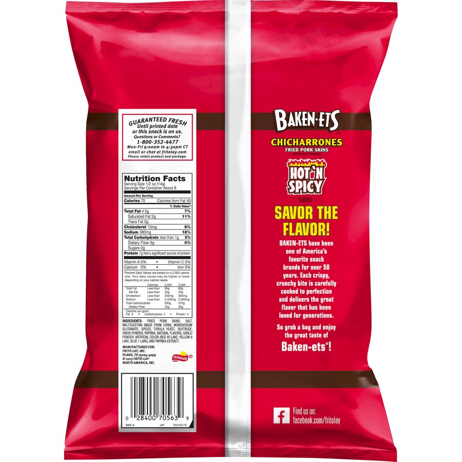 Zesty Chicharrones by Baken-Ets, Fiery Seasoned Pork Rinds