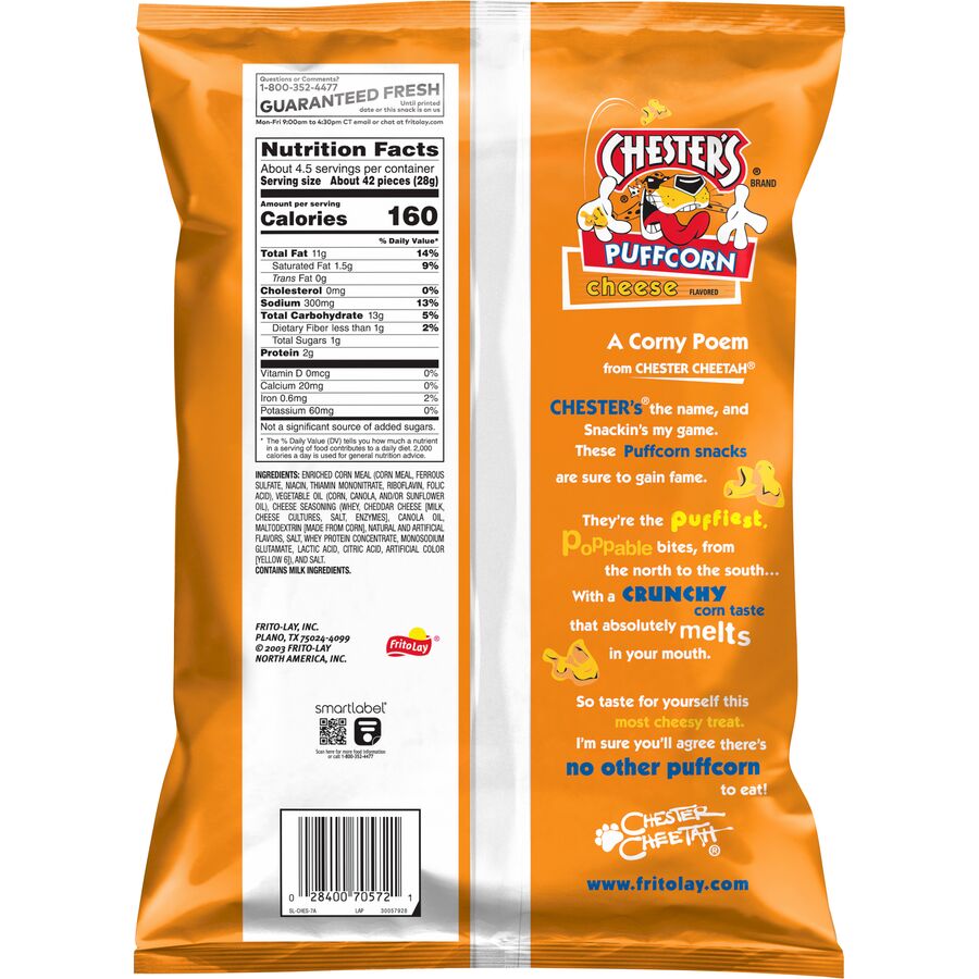 Cheddar Puffcorn Airy Corn Puffs by Chester's