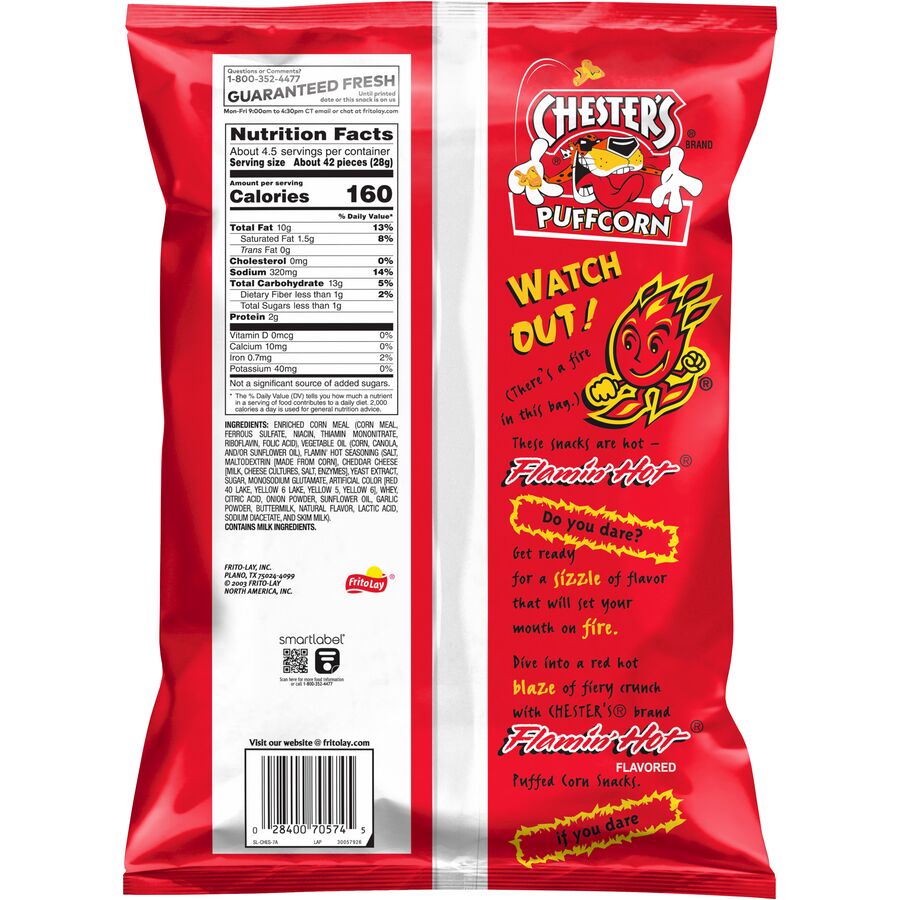 Flamin' Hot Puffcorn Spicy Corn Puffs by Chester's
